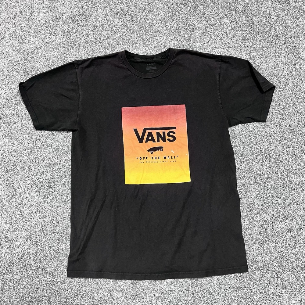Vans Off The Wall Graphic T Shirt Mens Large Black Logo Skate Casual